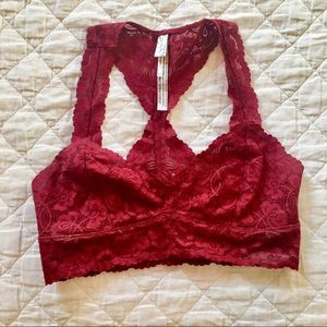 FREE PEOPLE - Galloon lace racer back bra merlot